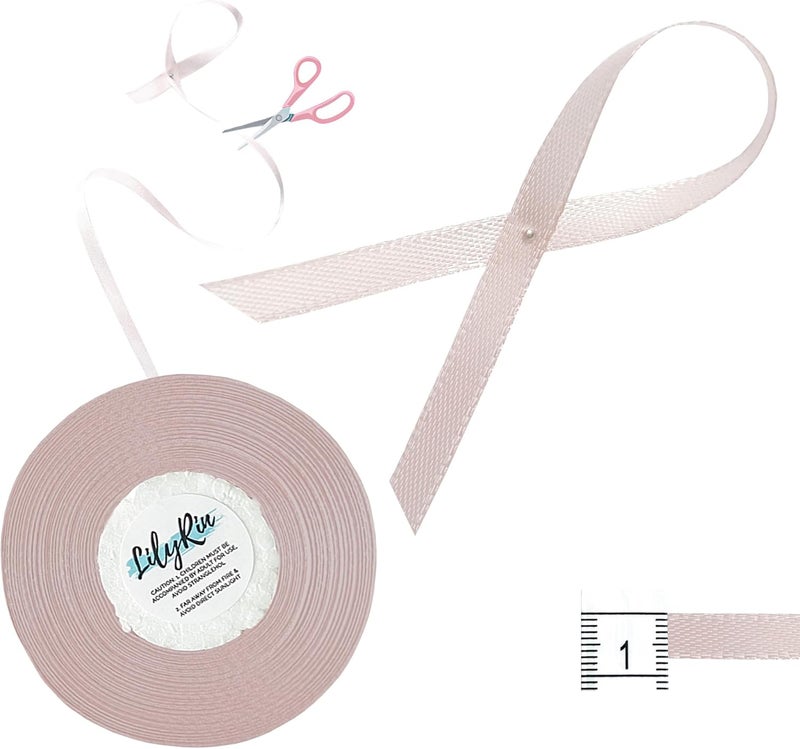 LilyRin Antique Mauve Ribbon 1/4 Inches 36 Yards Satin Roll Perfect for Art, Wedding, Baby Shower, Packing Birthday, DIY Scrapbooking, Hair, Christmas Projects Vanila Dusty Pink Desert Taupe Blush - Image 2