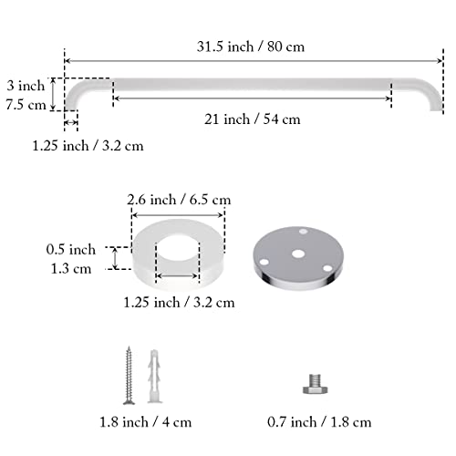 Munzong 32 Inch Anti Slip Shower Grab Bar Oil Rubbed White 125 Diameter Munzong Bathroom Grab Bar Knurled Bathroom Balance BarSafety Hand Rail Support Handicap Elderly Senior Assist Bath Handle - Image 3