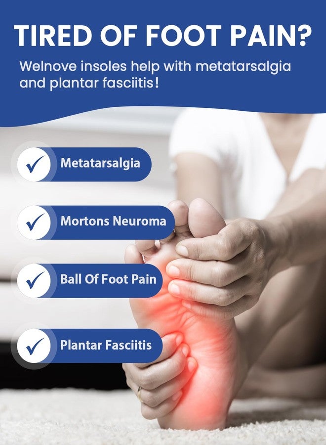 Welnove Arch Support Inserts with Metatarsal Pads, Metatarsal Insoles for Metatarsalgia, Mortons Neuroma Relief,Ball of Foot Pain, Plantar Fasciitis Insoles for Women&Men for Standing All Day-XS - Image 2