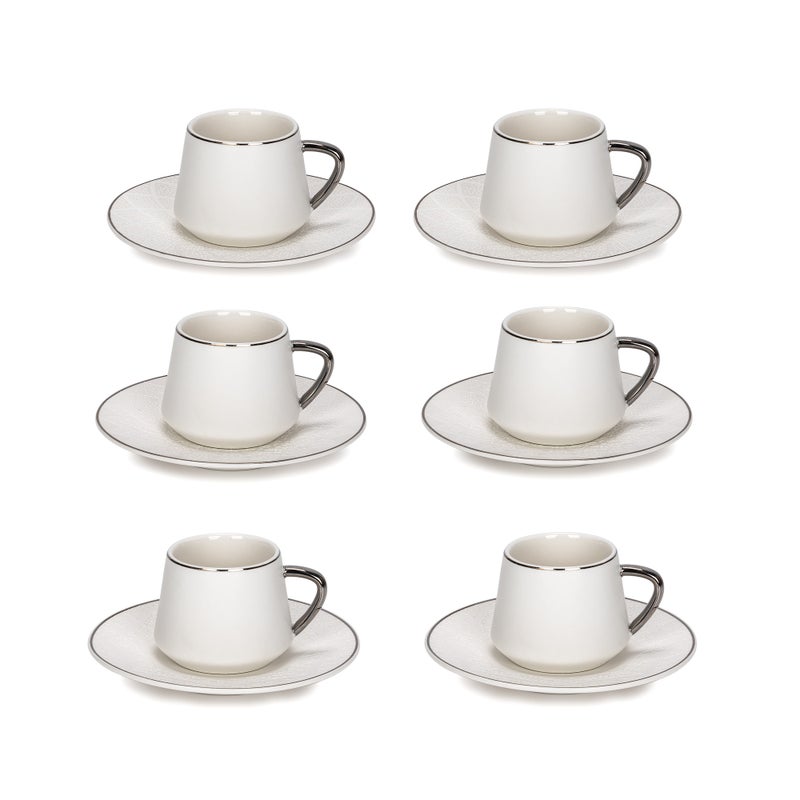 Dallaty silver and white porcelain Turkish coffee cups set 12 pcs - Image 1