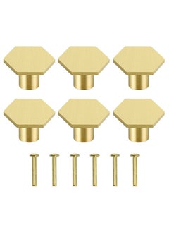KASTWAVE Cabinet Knobs Gold Drawer Knobs Solid Brass Cupboard Knobs with 6 Screws for Drawer, Wardrobe, Cabinets, Doors, Decoration 6Pcs  - Image 1