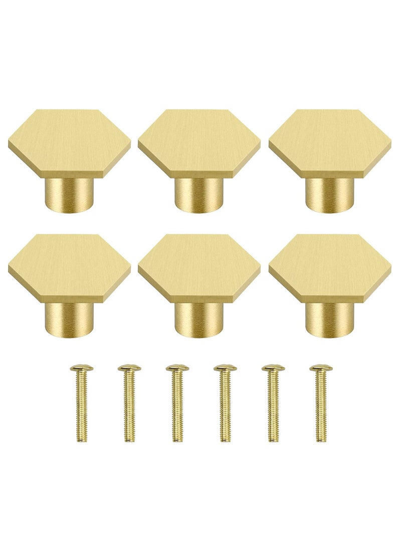 KASTWAVE Cabinet Knobs Gold Drawer Knobs Solid Brass Cupboard Knobs with 6 Screws for Drawer, Wardrobe, Cabinets, Doors, Decoration 6Pcs  - Image 1