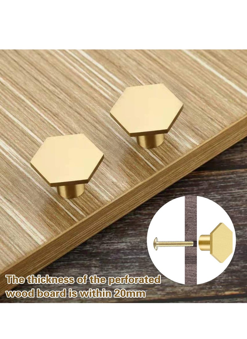 KASTWAVE Cabinet Knobs Gold Drawer Knobs Solid Brass Cupboard Knobs with 6 Screws for Drawer, Wardrobe, Cabinets, Doors, Decoration 6Pcs  - Image 4
