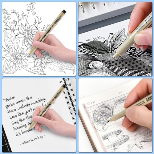 Amitasha 12 Pieces Black Fine Point Pens Set with Different Nib Sizes – Extra Fine Point Type for Calligraphy, Drawing, Writing, Designing, Comic, Waterproof & Quick Drying - Image 3