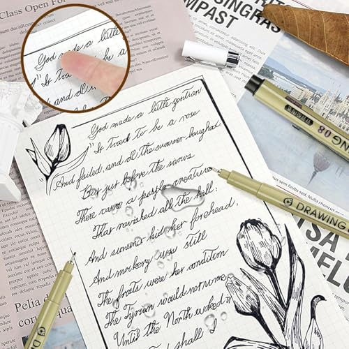 Amitasha 12 Pieces Black Fine Point Pens Set with Different Nib Sizes – Extra Fine Point Type for Calligraphy, Drawing, Writing, Designing, Comic, Waterproof & Quick Drying - Image 5
