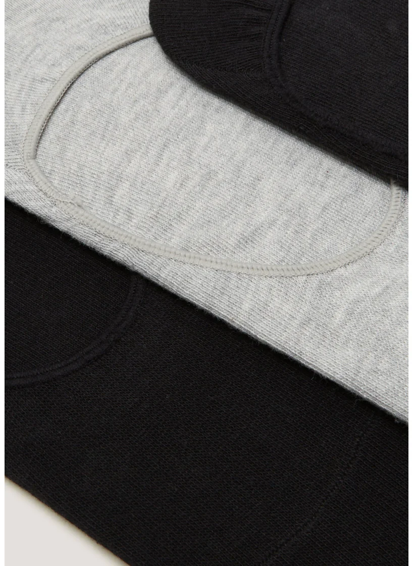 Matalan 3 Pack Black & Grey Footsies