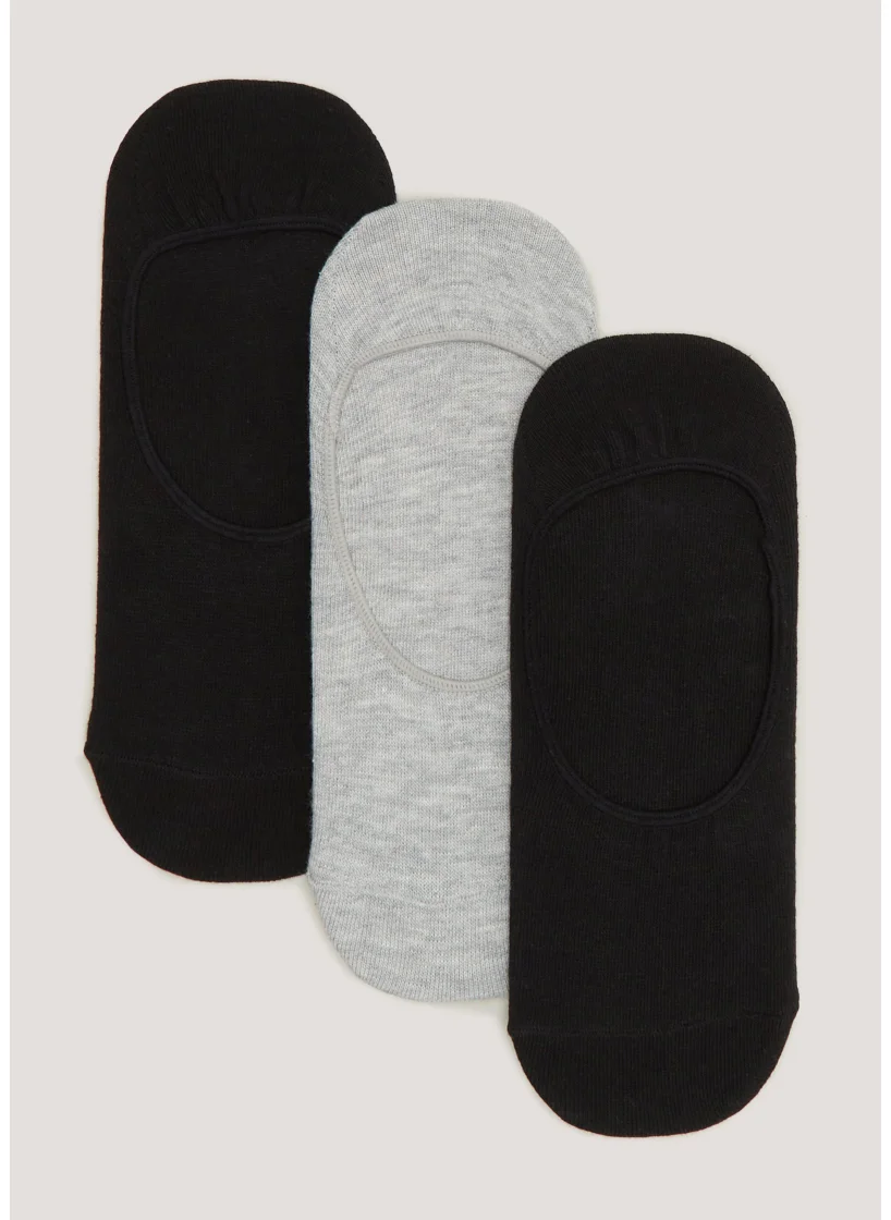 Matalan 3 Pack Black & Grey Footsies