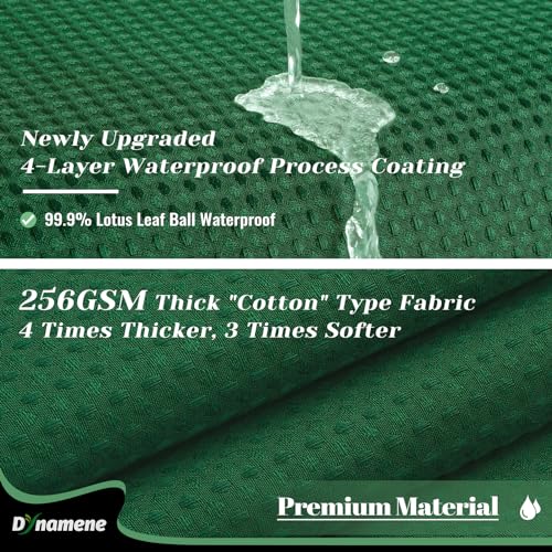 Dynamene Dark Green Fabric Shower Curtain - Waffle Weave Textured Heavy Duty Cloth Shower Curtains for Bathroom, 256GSM Hotel Luxury Weighted Bath Curtain Set with 12 Hooks,72x72, Dark Green - Image 5