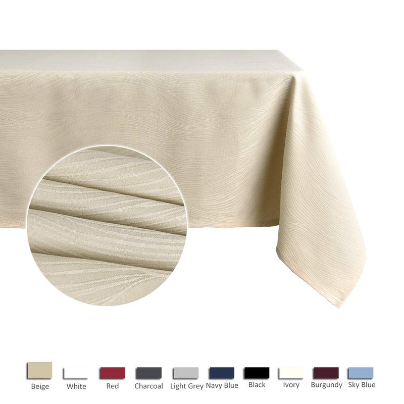 maxmill Jacquard Tablecloth Swirl Design Water Resistance Antiwrinkle Heavy Weight Soft Table Cloth for Buffet Banquet Parties Event Holiday Dinner Rectangle 60 x 84 Inch Beige - Image 4