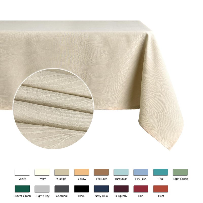 maxmill Jacquard Tablecloth Swirl Design Water Resistance Antiwrinkle Heavy Weight Soft Table Cloth for Buffet Banquet Parties Event Holiday Dinner Rectangle 60 x 84 Inch Beige - Image 2