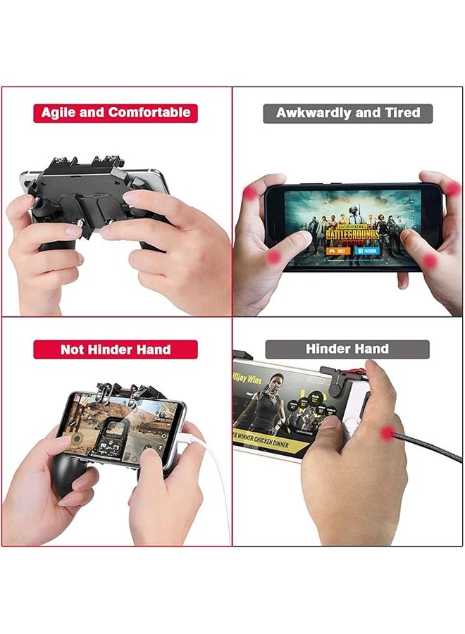 Memo Mobile Game Controller, Upgrade Phone Controller Gamepad with 6 Fingers Trigger Sensitive Shoot and Aim Trigger Controller for Android & iOS for PUBG - Image 5