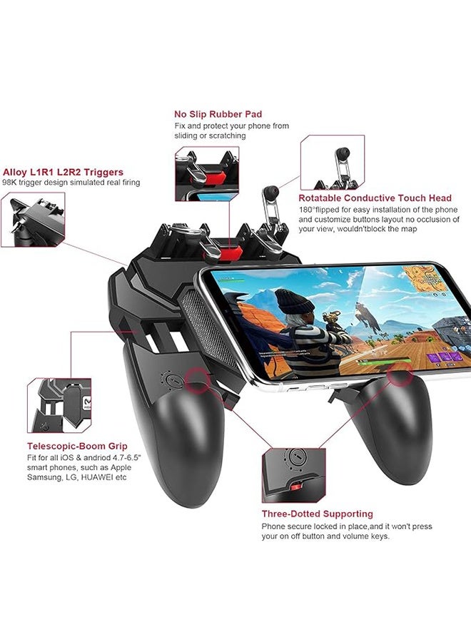 Memo Mobile Game Controller, Upgrade Phone Controller Gamepad with 6 Fingers Trigger Sensitive Shoot and Aim Trigger Controller for Android & iOS for PUBG - Image 2