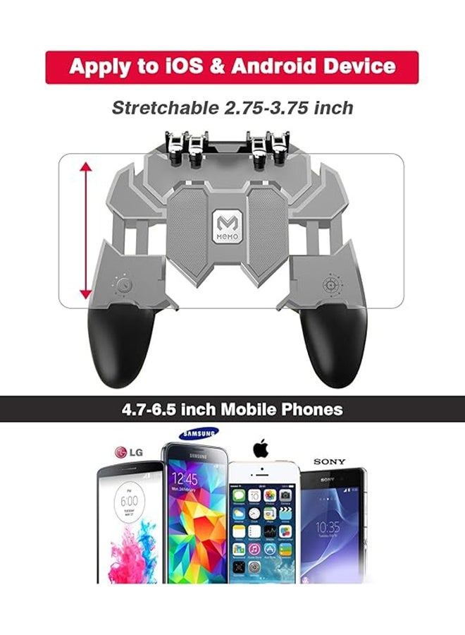 Memo Mobile Game Controller, Upgrade Phone Controller Gamepad with 6 Fingers Trigger Sensitive Shoot and Aim Trigger Controller for Android & iOS for PUBG - Image 4