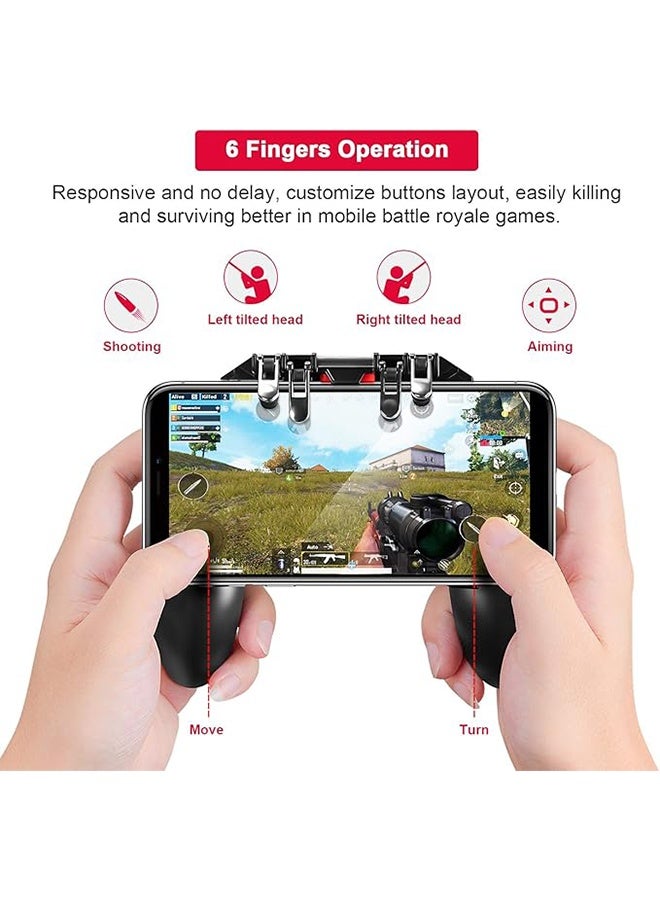 Memo Mobile Game Controller, Upgrade Phone Controller Gamepad with 6 Fingers Trigger Sensitive Shoot and Aim Trigger Controller for Android & iOS for PUBG - Image 3