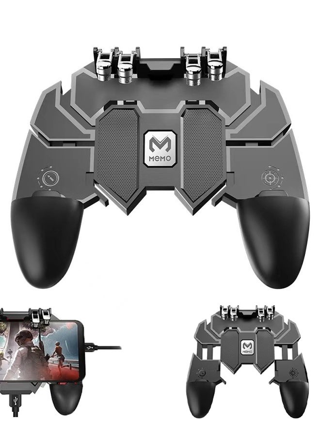 Memo Mobile Game Controller, Upgrade Phone Controller Gamepad with 6 Fingers Trigger Sensitive Shoot and Aim Trigger Controller for Android & iOS for PUBG - Image 1