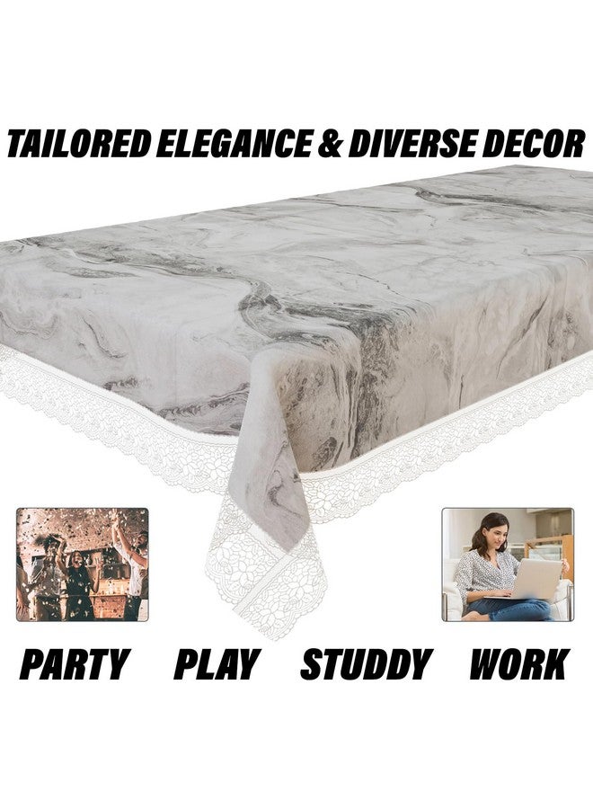 Kuber Industries Dining Table Cover | PVC Table Cloth Cover | 6 Seater Table Cloth | Marble Table Cover | Table Protector | Table Cover for Dining Table | 60x90 Inch | DTC | Gray - Image 4