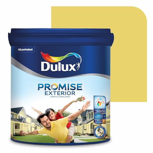Dulux Promise Exterior Emulsion Paint (1L, Zesty)Ideal for exterior wall paint, smooth finish, anti-peel & anti-crack, perfect for dry to moderate climates, 3-year warranty - Image 1