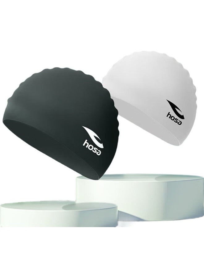 Hosa Swimming Cap, Unisex Adult Waterproof Long Hair Ear Protection Silicone Swim Cap, Highly Elastic Comfortable Non-Binding, White - Image 3