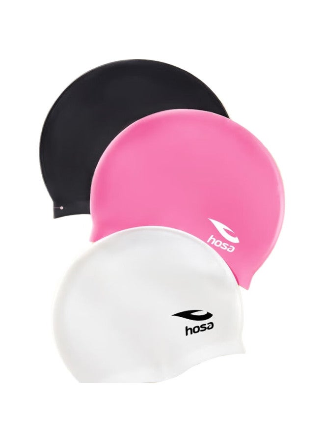 Hosa Swimming Cap, Unisex Adult Waterproof Long Hair Ear Protection Silicone Swim Cap, Highly Elastic Comfortable Non-Binding, White - Image 1