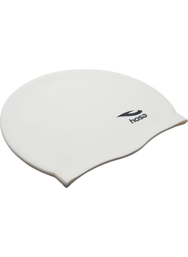 Hosa Swimming Cap, Unisex Adult Waterproof Long Hair Ear Protection Silicone Swim Cap, Highly Elastic Comfortable Non-Binding, White - Image 2