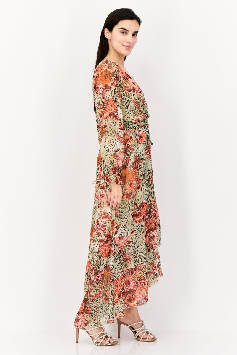 KENDALL + KYLIE Women Floral Print Belted Maxi Dress, Multicolor - Image 3