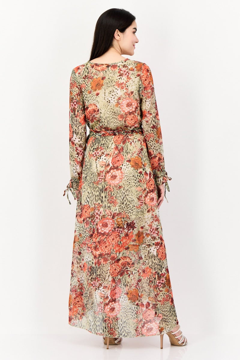 KENDALL + KYLIE Women Floral Print Belted Maxi Dress, Multicolor - Image 4