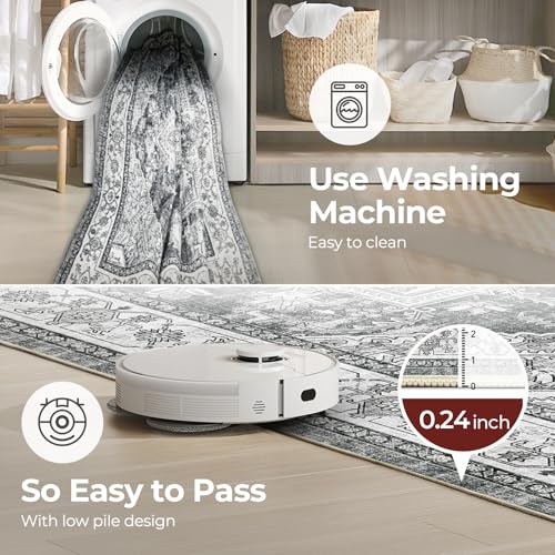 WITSHOCK Living Room Area Rugs 5x7: Washable Rug Boho Soft Non-Slip Low Pile Stain Resistant Foldable Carpet for Bedroom Playroom Dining Room Office Kitchen Farmhouse Home Decor Rug-Gray - Image 5