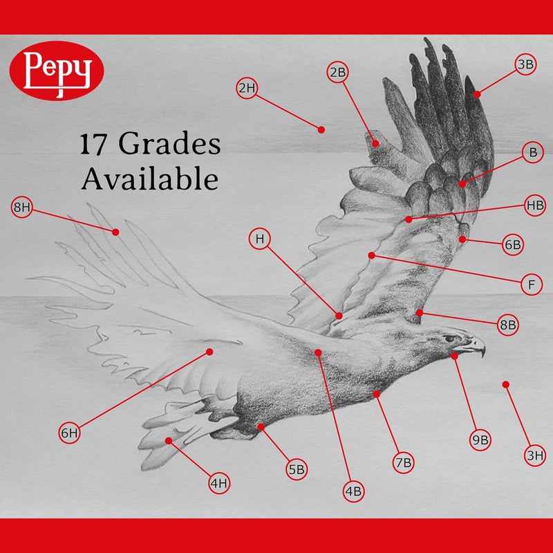 Pepy Graphite Professional Drawing Pencils - Set of 12 4B Pre-Sharpened Black Lead Pencils; Perfect for Drawing, Sketching and Shading, Graphic and Fine Art - Image 3