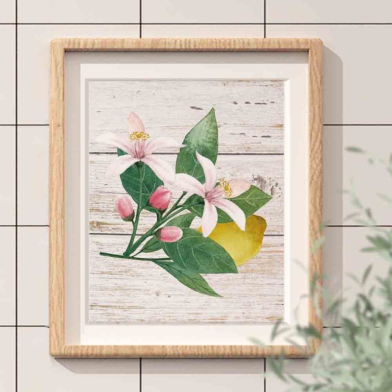 Faljiok Inspirational Lemon Wall Decor Prints 4 PCS 8 X10 Lemon Green Leaf Modern Wood Wood Decor - Image 5