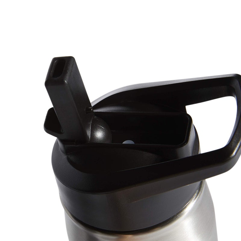 adidas 600 ML (20 oz) Straw Top Metal Water Bottle, Hot/Cold Double-Walled Insulated 18/8 Stainless Steel, Stainless Steel/Black, One Size - Image 5