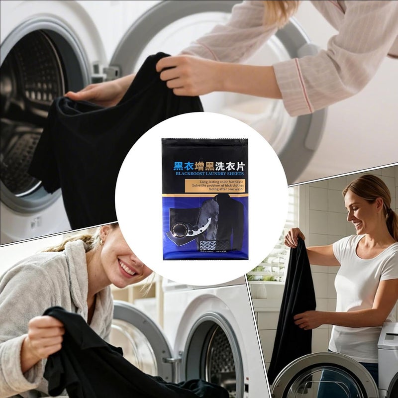 Black Clothes Dye, 50 Pieces Long Lasting Portable Sheets, Gentle Dye Catchers for Laundry, Protect Colors for T Shirts Jeans Cotton Wool Laundry Home Office Hotel Dorm Bathroom Outdoor - Image 4