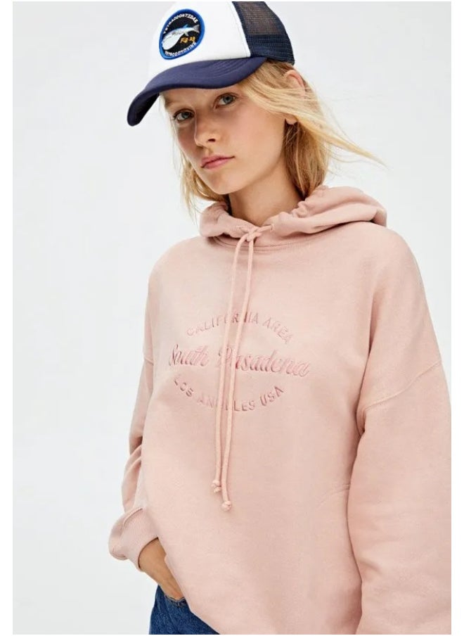 LOUD UNIVERSE Women’s Hoodie Embroidered Design  – 100% Cotton Knitwear With Drawstring Hood  - Image 1
