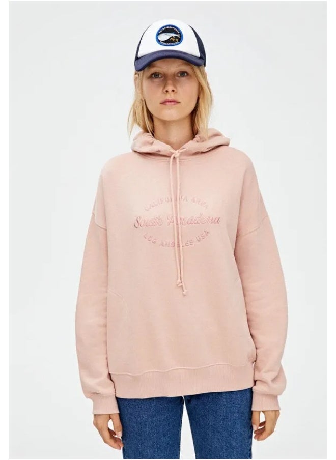 LOUD UNIVERSE Women’s Hoodie Embroidered Design  – 100% Cotton Knitwear With Drawstring Hood  - Image 2