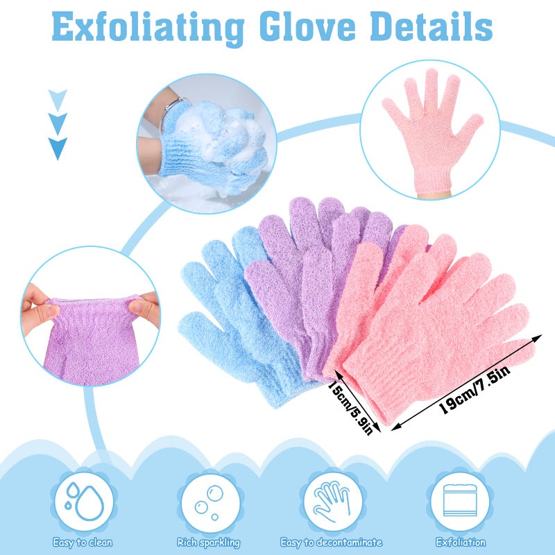 WSICSE 6 Pack African Net Sponge Exfoliating Glove Set, 3 Bath Sponge Body Scrubber Back Scrubber and 3 Pairs Exfoliating Gloves as Stocking Stuffers for Adults - Image 3
