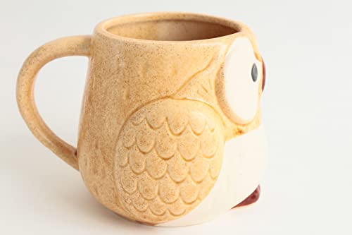Minoribo Mino ware Japanese Pottery Mug Cup Owl Shape made in Japan (Japan Import) CPM104 (Honey Yellow) - Image 3