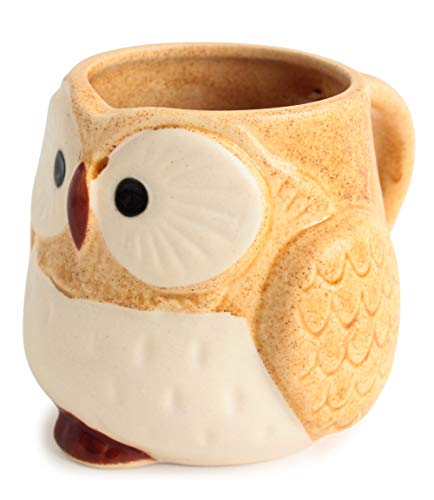 Minoribo Mino ware Japanese Pottery Mug Cup Owl Shape made in Japan (Japan Import) CPM104 (Honey Yellow) - Image 1