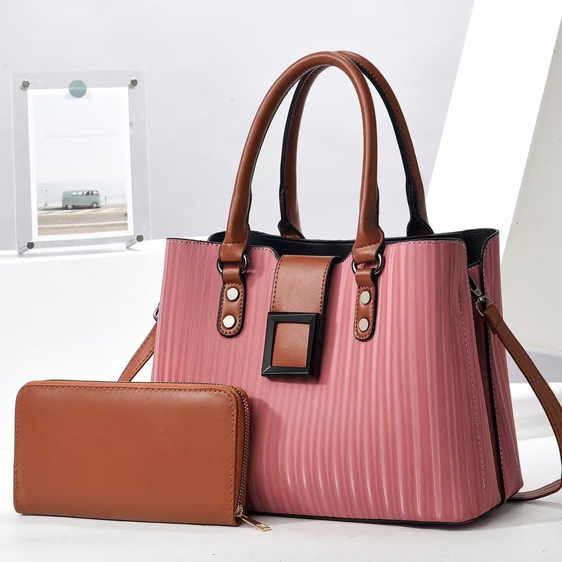 New Stitching Multi-Layer Handbag Large Capacity Fashion Bag All-Match Striped Shoulder Bag Trendy Crossbody Bag - Image 3