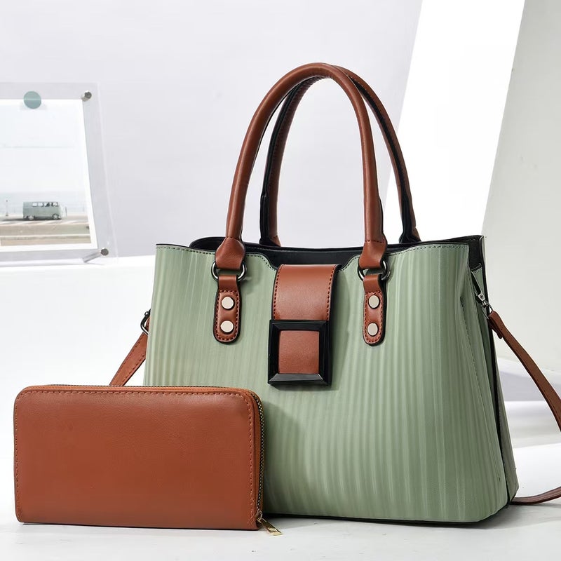 New Stitching Multi-Layer Handbag Large Capacity Fashion Bag All-Match Striped Shoulder Bag Trendy Crossbody Bag - Image 1