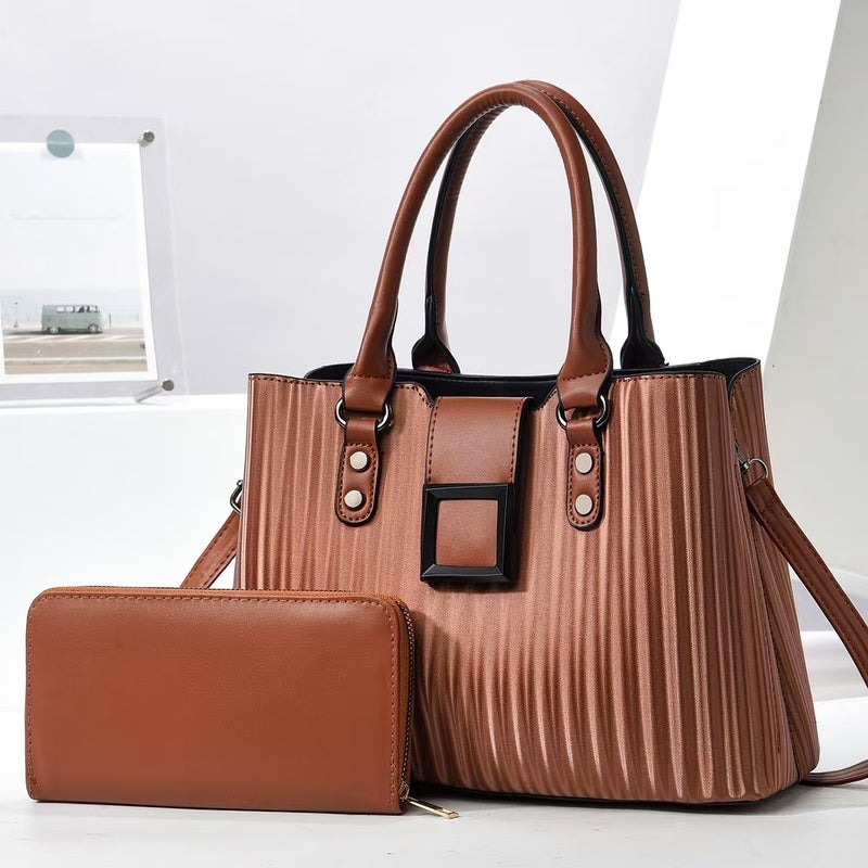 New Stitching Multi-Layer Handbag Large Capacity Fashion Bag All-Match Striped Shoulder Bag Trendy Crossbody Bag - Image 5
