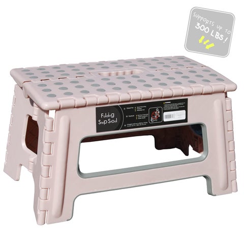 BEEANDEE Folding Step Stool  9 Height  Holds up 300 Lbs Lightweight Foldable Stepping Stool is Sturdy Enough to Support Adults  Safe Enough for Kids Skid Resistant and Open with one flip