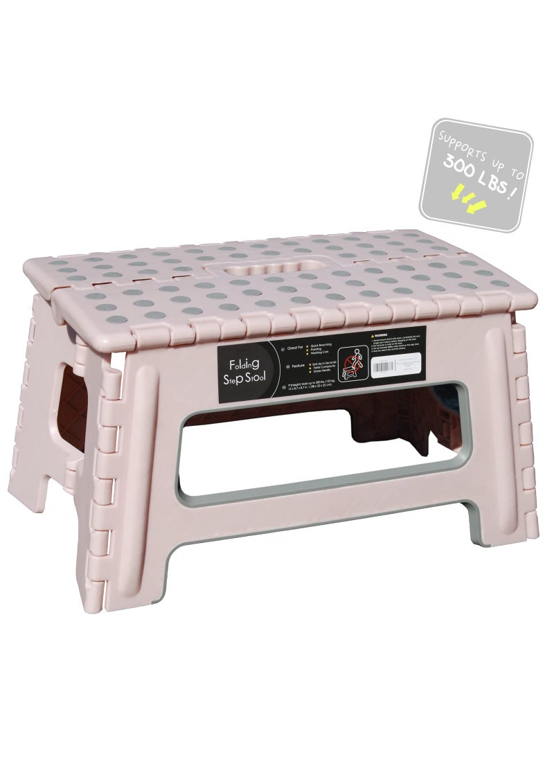 BEEANDEE BEEANDEE Folding Step Stool  9 Height  Holds up 300 Lbs Lightweight Foldable Stepping Stool is Sturdy Enough to Support Adults  Safe Enough for Kids Skid Resistant and Open with one flip 