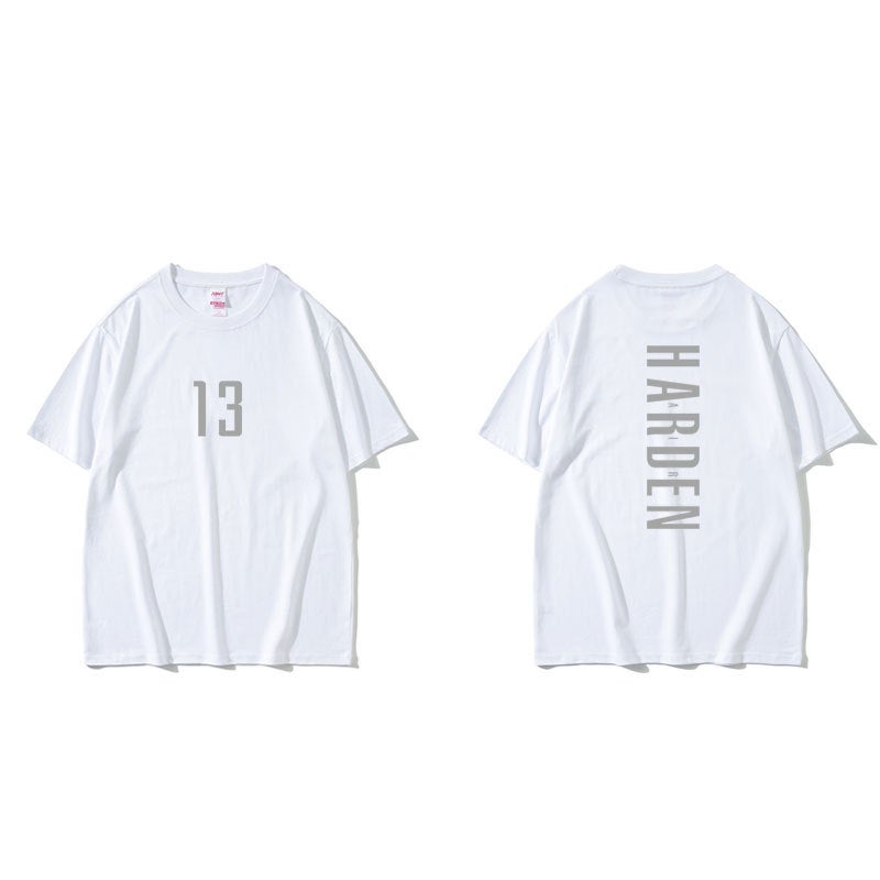 Generic Kobe Basketball Cotton T-Shirt Mens Athletic Quick-Dry Hadden No.13 White Short Sleeve