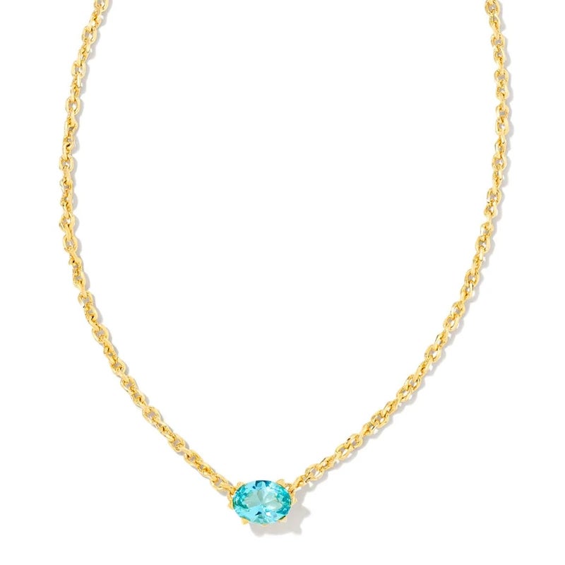 Kendra Scott سلسلة قلادة كندرا سكوت كايلين المطلية بالذهب عيار 14 من النحاس الأصفر مع كريستال أكوا، مجوهرات عصرية للنساء - Image 1