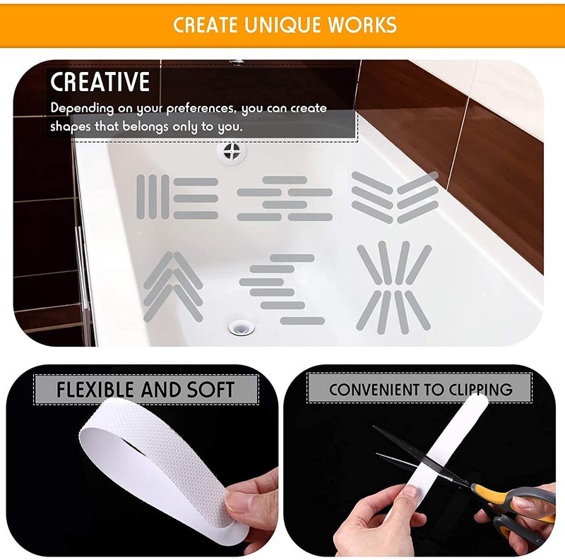 Leeonz شرائط حوض الاستحمام غير القابلة للانزلاق من ليونز® 18 قطعة لاصقة أكبر لملصقات الدش المضادة للانزلاق لحوض الاستحمام، الحمام، السلالم مع مكشطة مميزة - Image 4