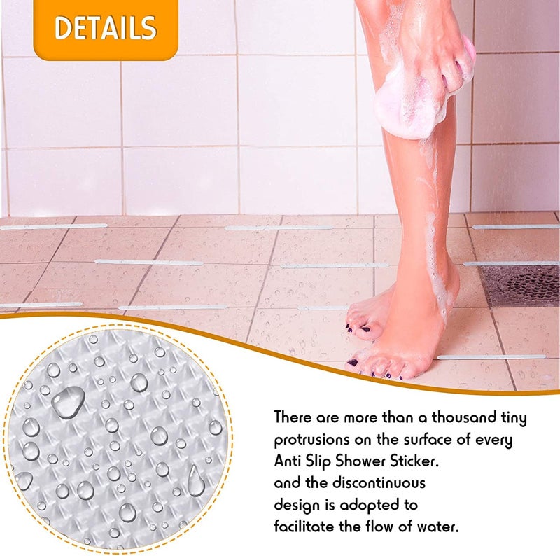Leeonz شرائط حوض الاستحمام غير القابلة للانزلاق من ليونز® 18 قطعة لاصقة أكبر لملصقات الدش المضادة للانزلاق لحوض الاستحمام، الحمام، السلالم مع مكشطة مميزة - Image 2