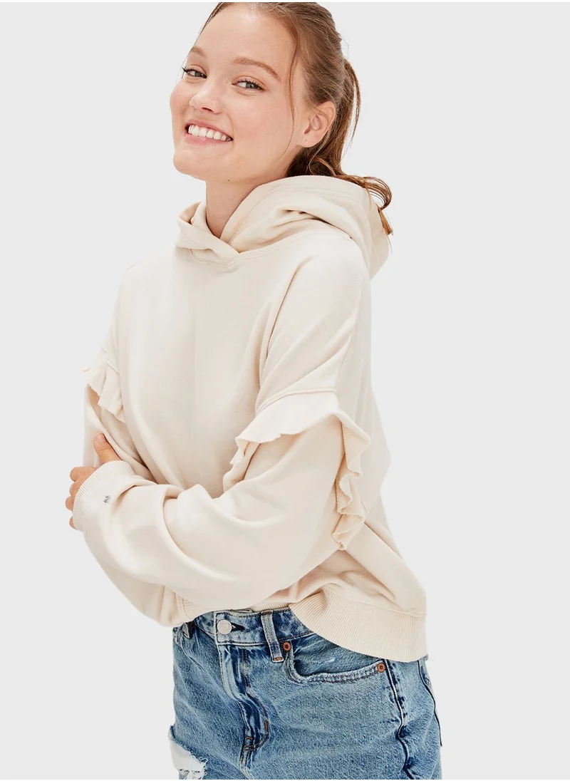 American Eagle Ruffle Sleeve Hoodie
