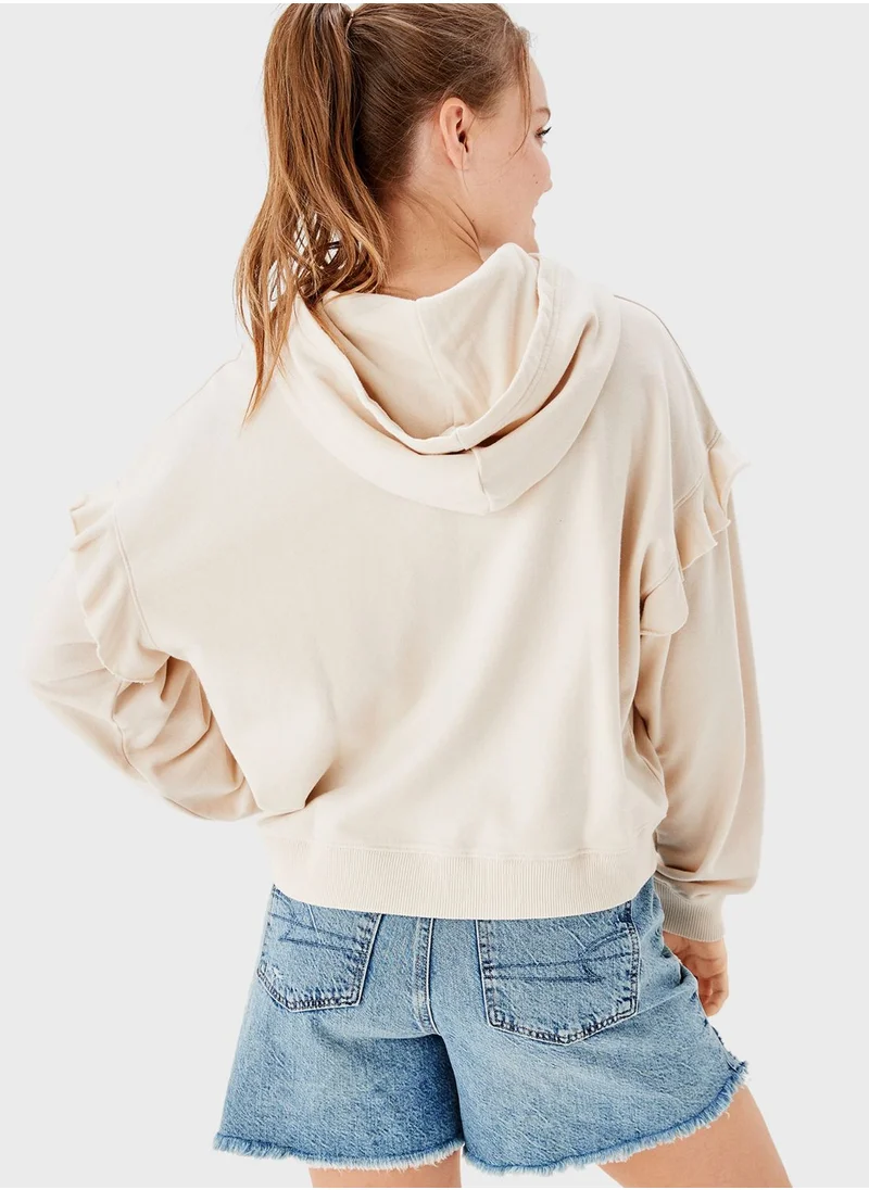 American Eagle Ruffle Sleeve Hoodie
