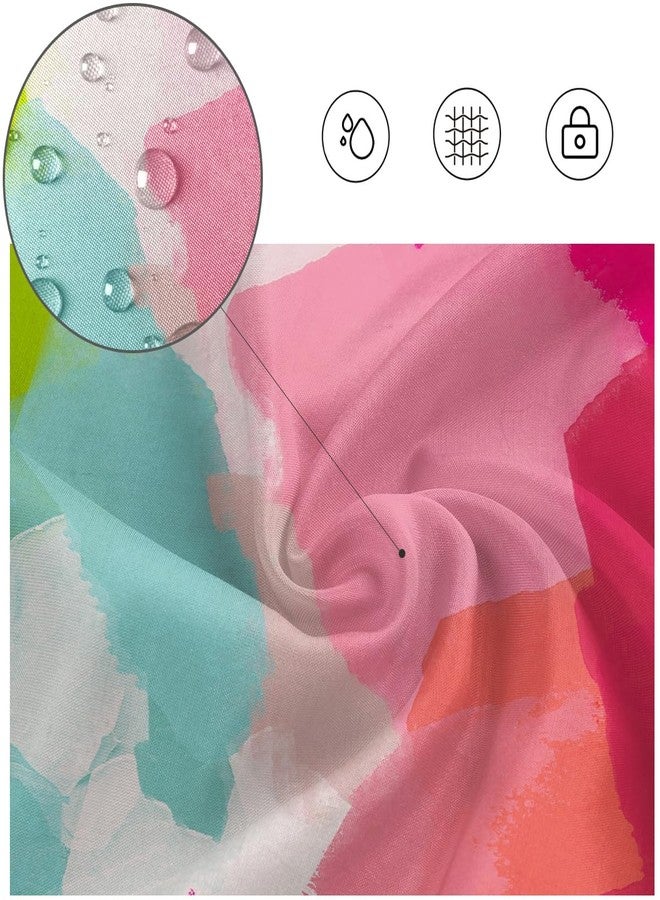 Kikiry Pink Shower Curtain - Teal Ombre Abstract Watercolor Art, Modern Preppy Aesthetic for Girls, Vibrant Gradient Pastel Painting, Contemporary Artistic Bathroom Decor, 60" W x 72" L, 12 Hooks - Image 2
