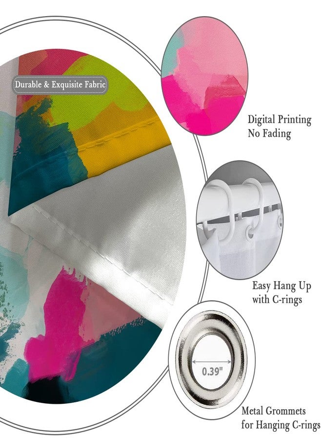 Kikiry Pink Shower Curtain - Teal Ombre Abstract Watercolor Art, Modern Preppy Aesthetic for Girls, Vibrant Gradient Pastel Painting, Contemporary Artistic Bathroom Decor, 60" W x 72" L, 12 Hooks - Image 3