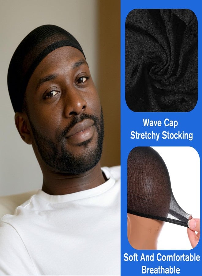 Larrel 10 Pcs Wave Cap for Men, Soft Breathable Black Stocking Caps for Men Elastic Comfortable Hair Cap for Mens Adult Sleeping Running Exercising - Image 3